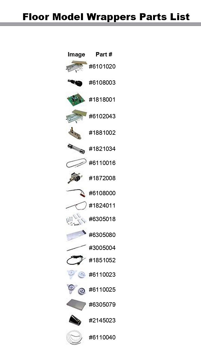 Floor Model Wrappers Parts List