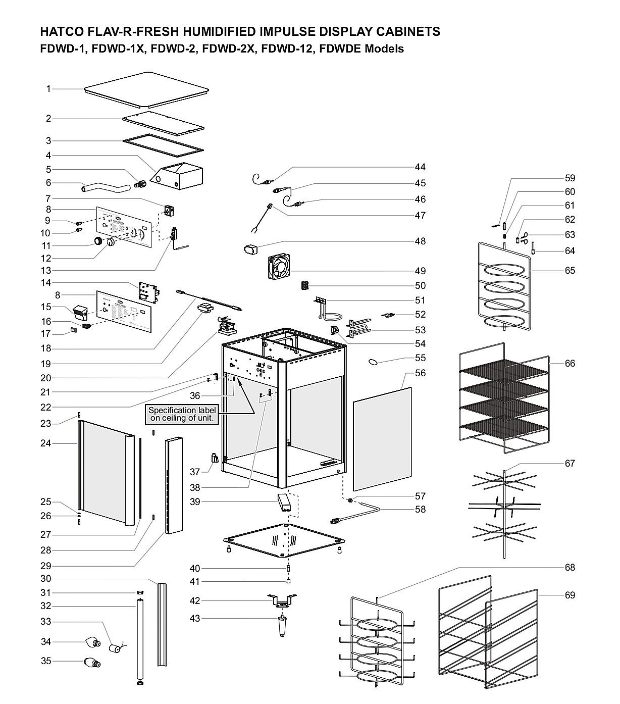 HATCO FLAV-R-FRESH HUMIDIFIED IMPULSE DISPLAY CABINETS FDWD-1, FDWD-1X, FDWD-2, FDWD-2X, FDWD-12, FDWDE Models