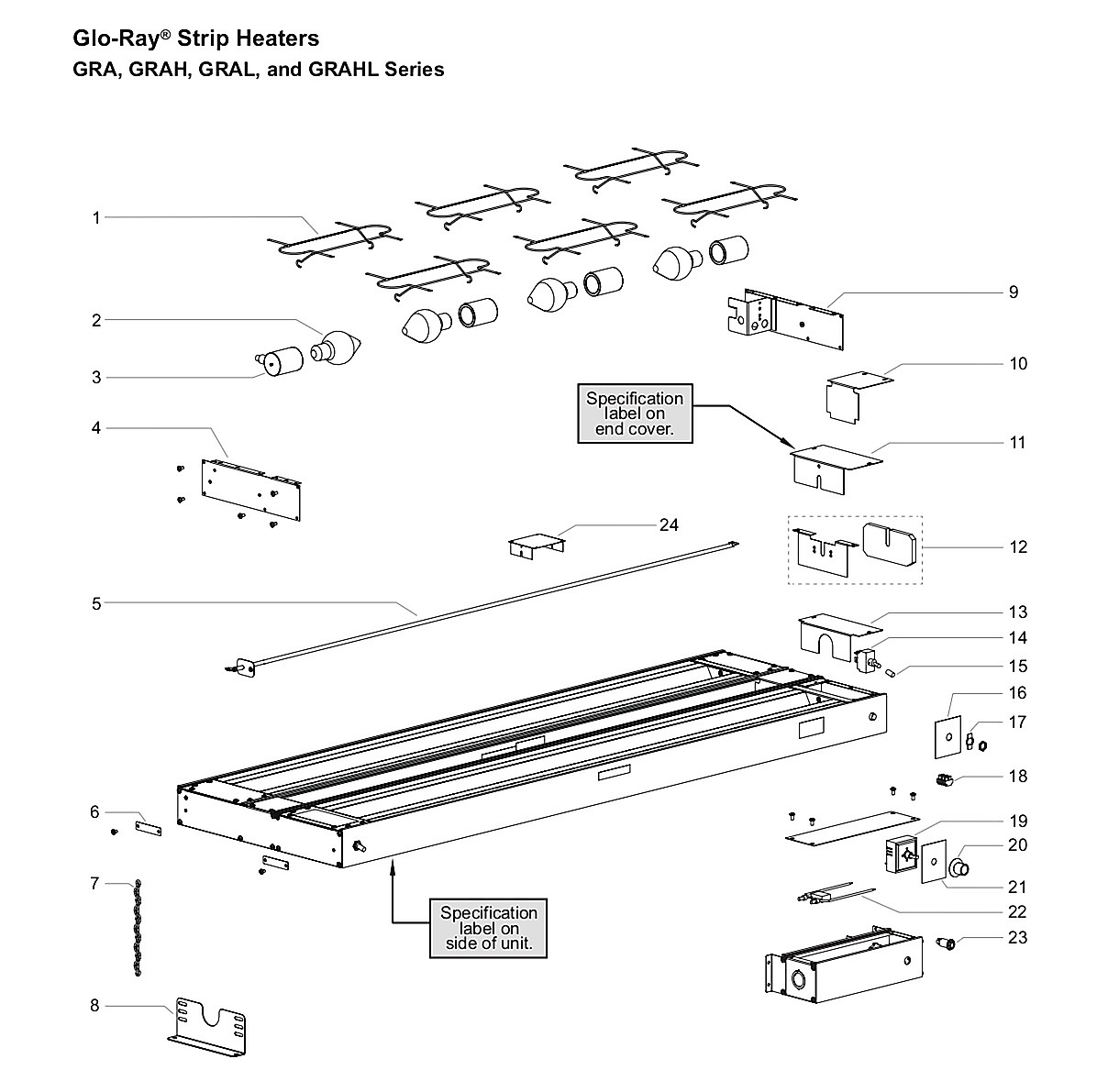 Glo-Ray� Strip Heaters GRA, GRAH, GRAL, and GRAHL Series