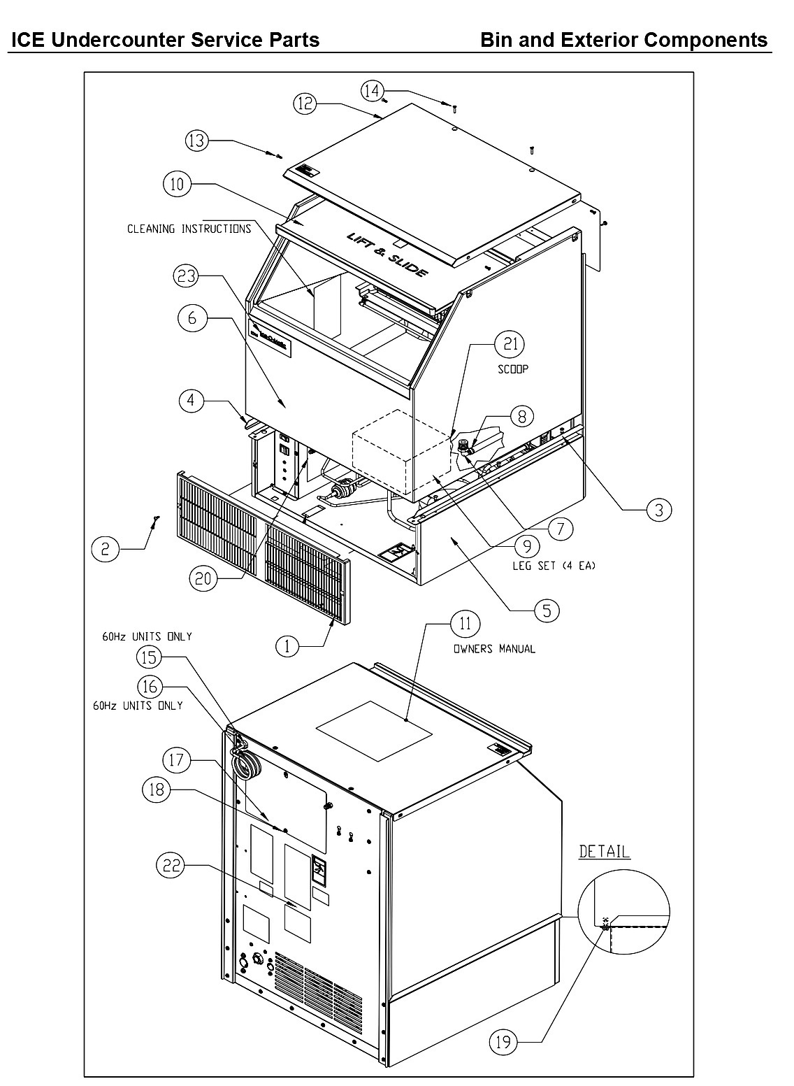 Ice O Matic Bin and Exterior Components