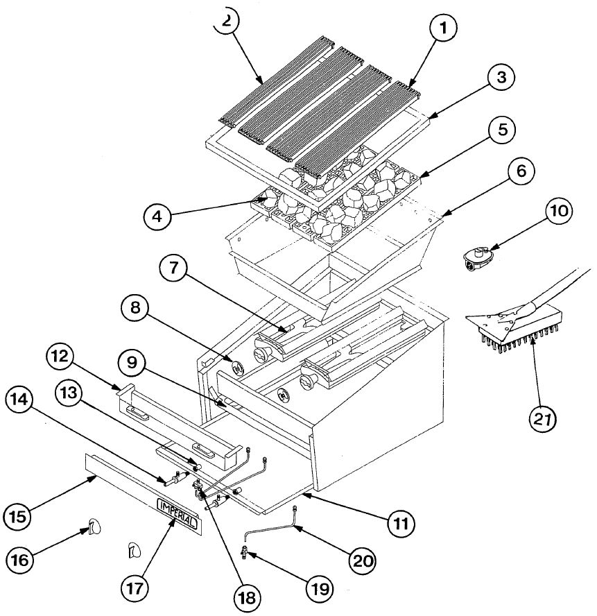 GD Char-Rock Broiler Parts List