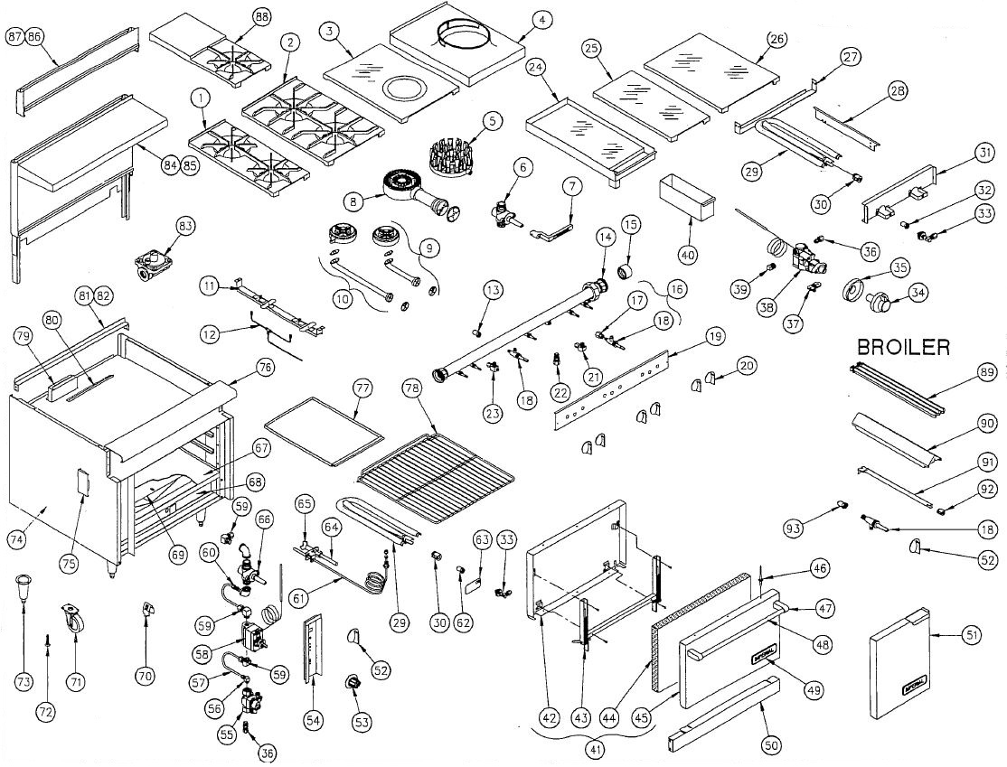 IHR Standard Oven Parts List