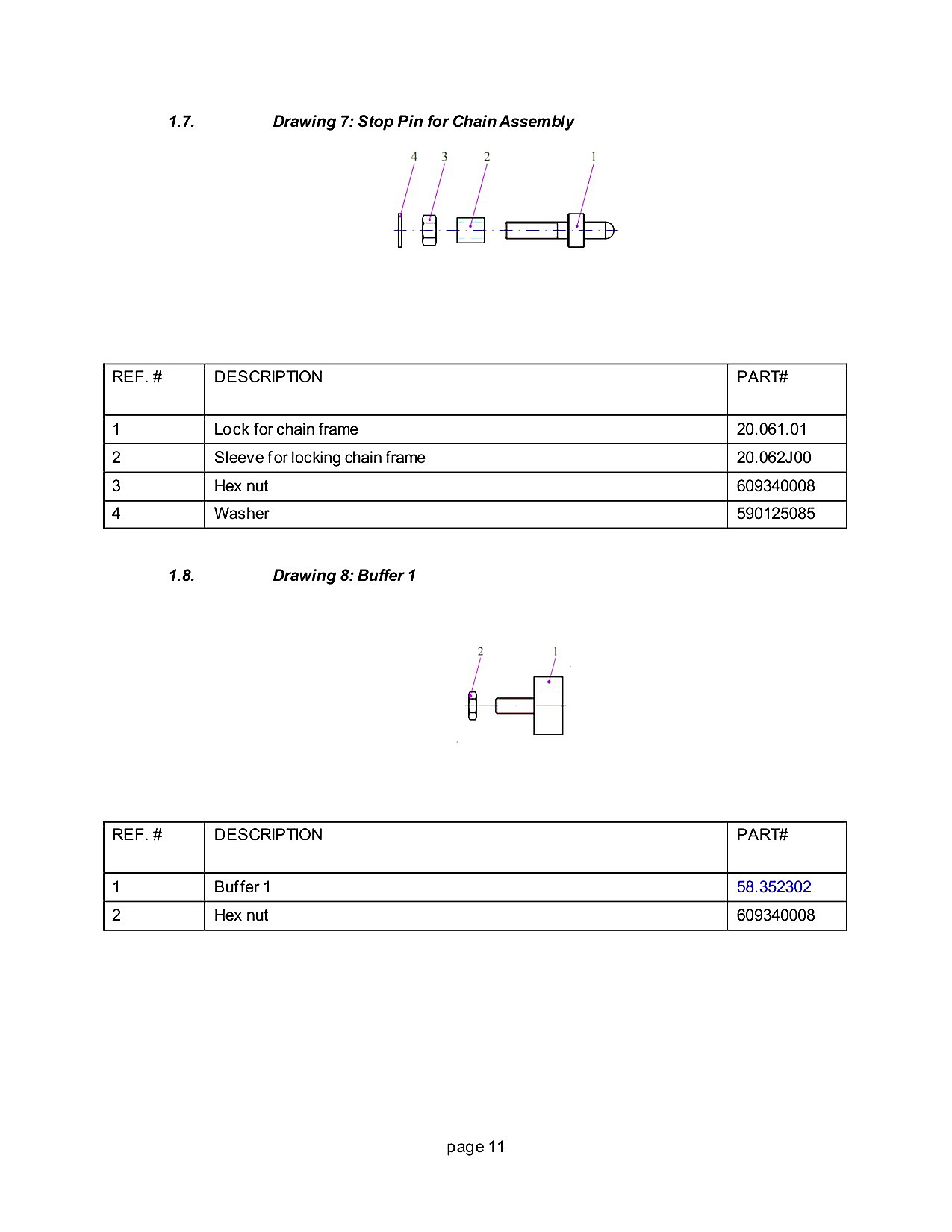 Stop Pin for Chain Assembly