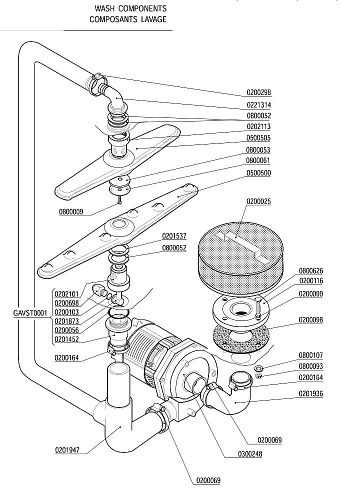 WASH COMPONENTS COMPOSANTS LAVAGE