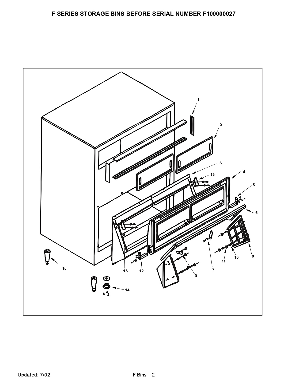 F SERIES STORAGE BINS BEFORE SERIAL NUMBER F100000027