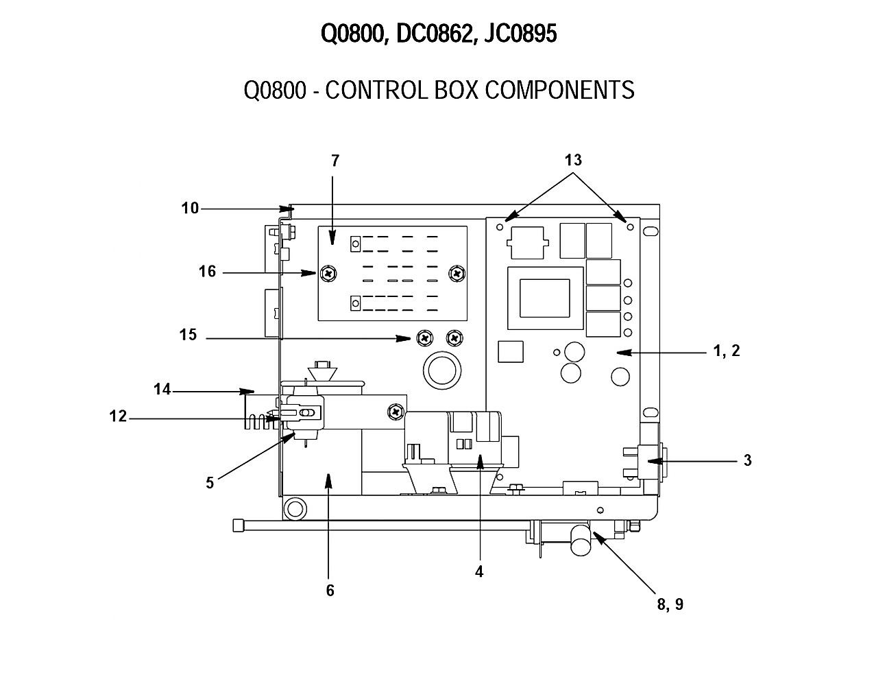 Q0800 - CONTROL BOX COMPONENTS