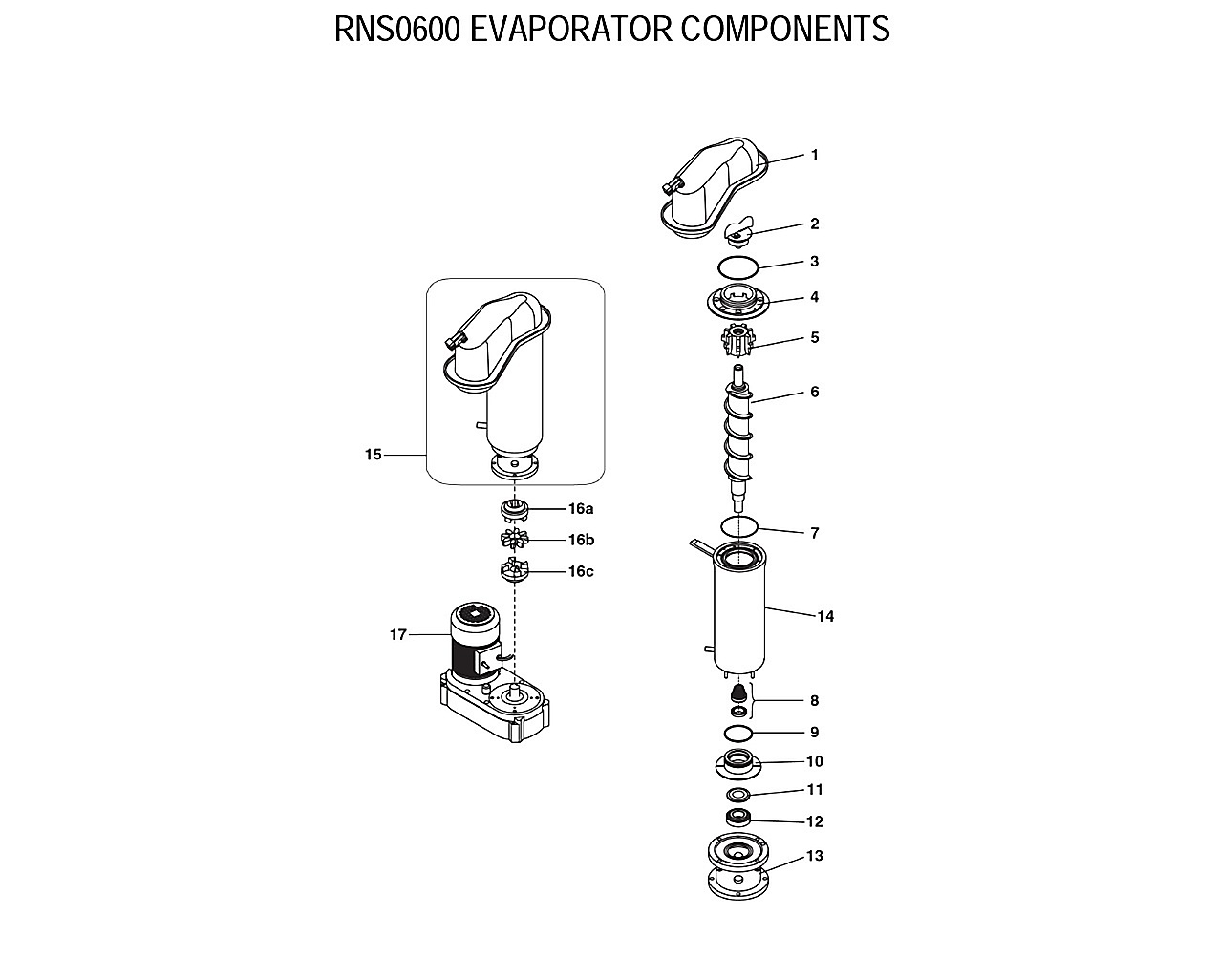 RNS0600 EVAPORATOR COMPONENTS