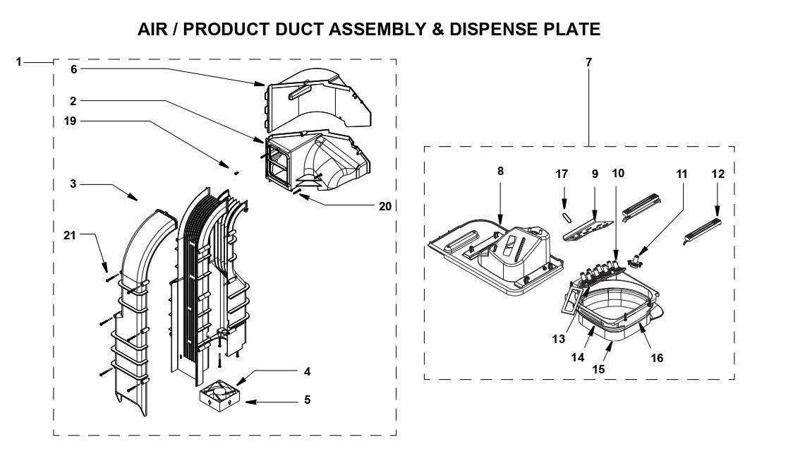 AIR / PRODUCT DUCT ASSEMBLY & DISPENSE PLATE