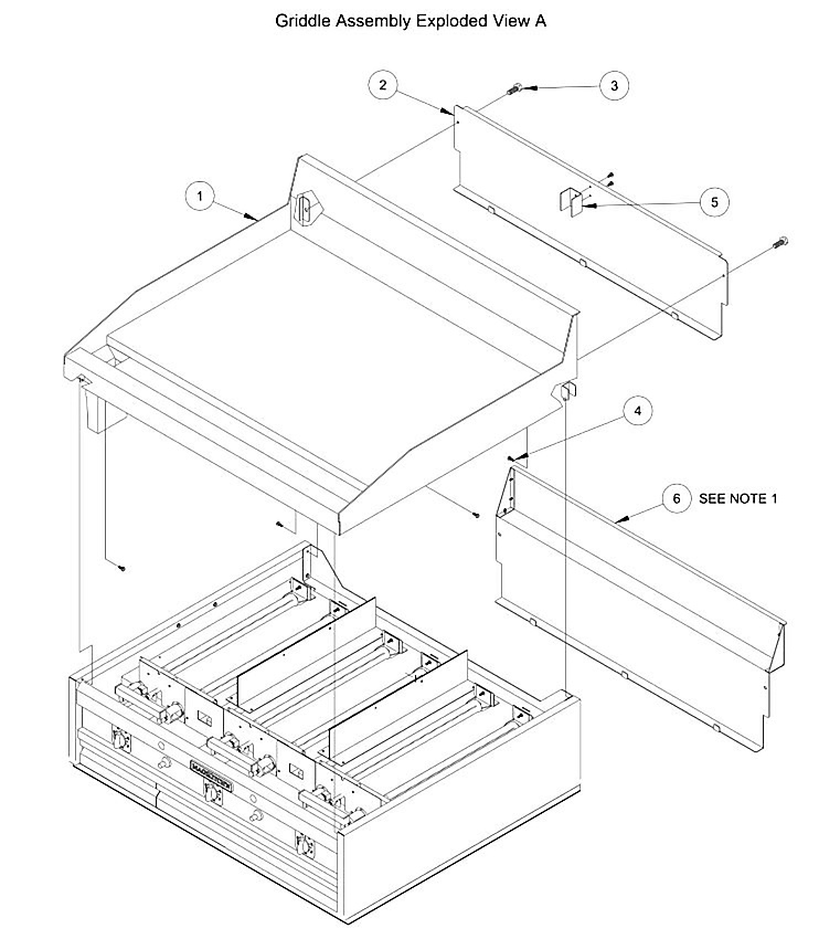 Griddle Assembly Exploded View A Parts List