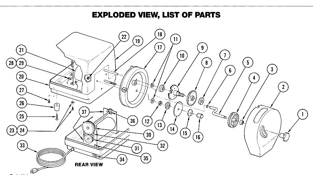 EXPLODED VIEW, LIST OF PARTS