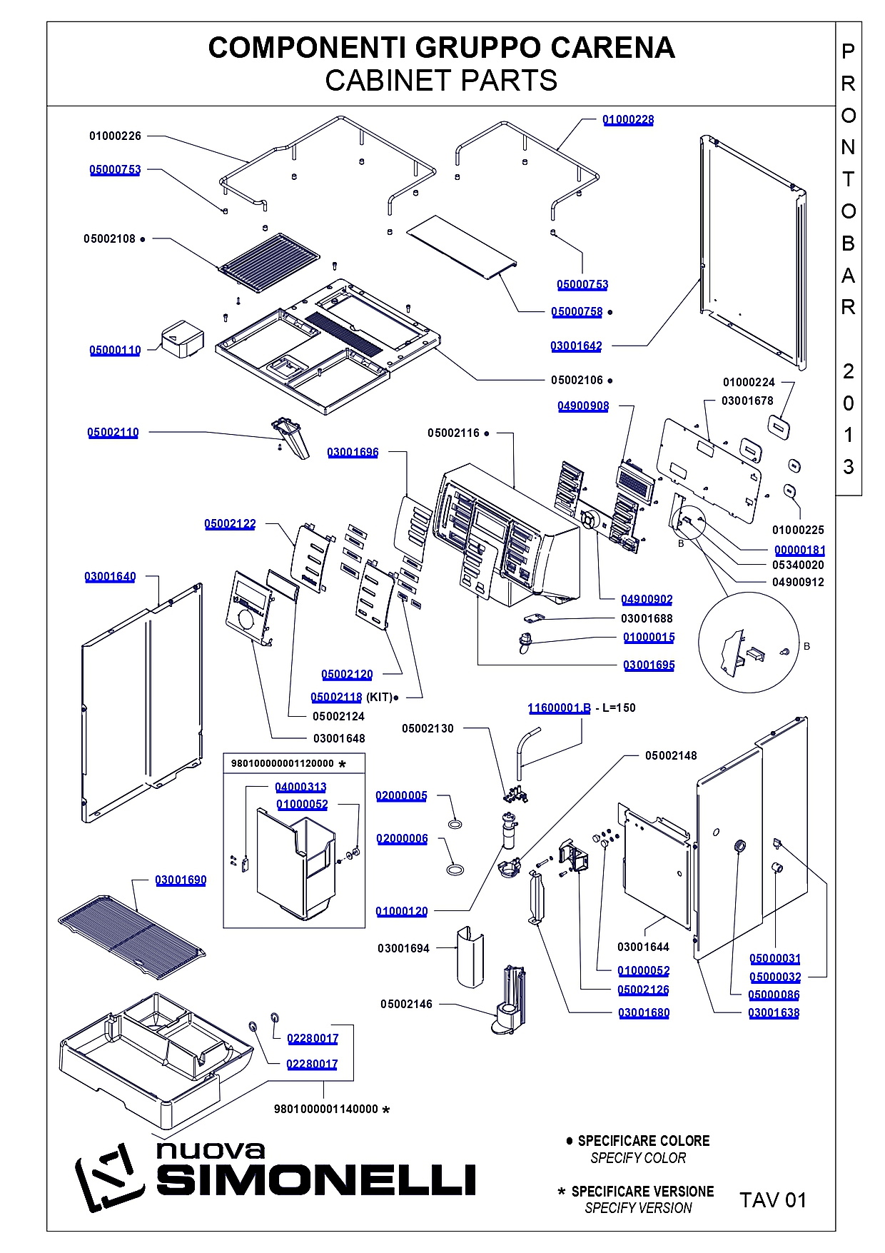 COMPONENTI GRUPPO CARENA CABINET PARTS