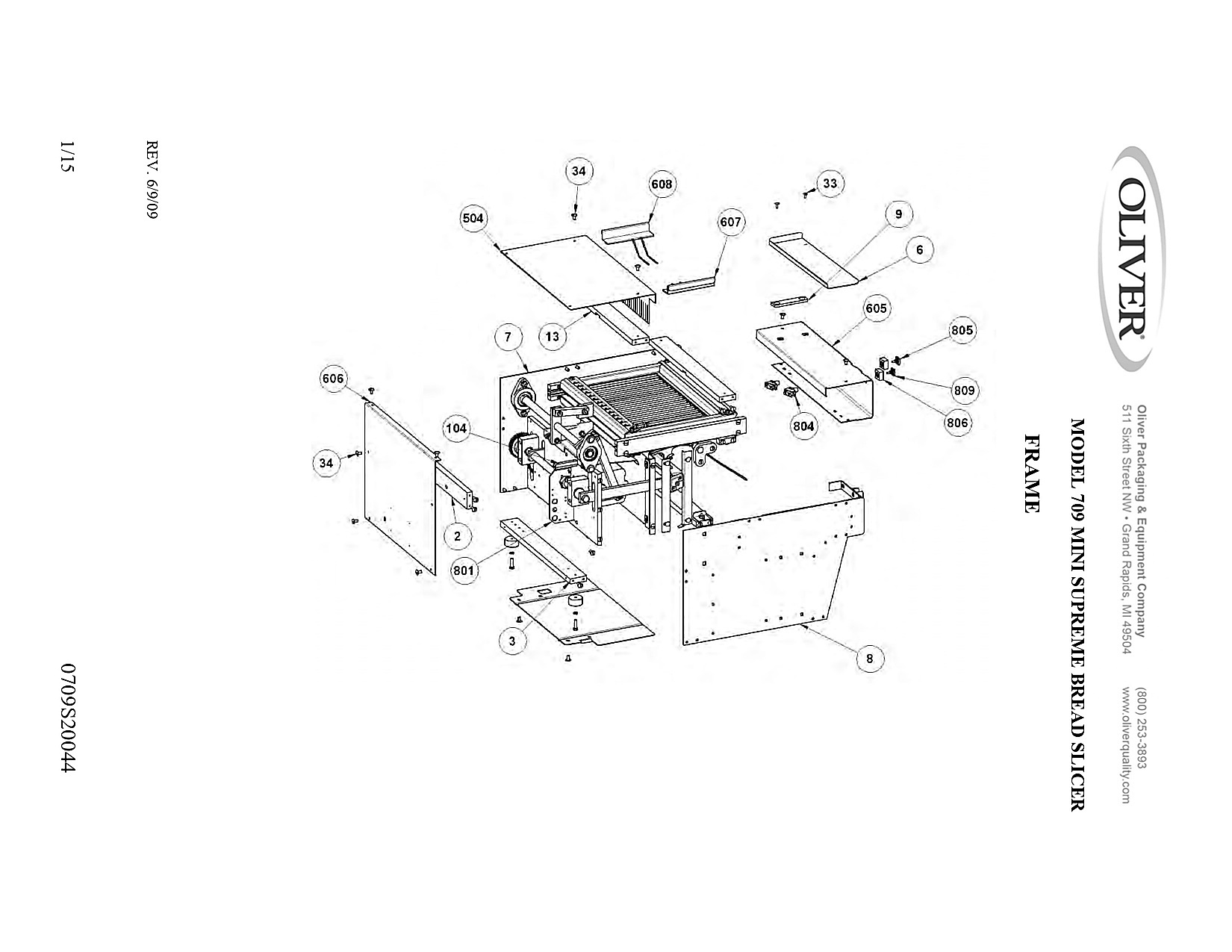 MODEL 709 MINI SUPREME BREAD SLICER - FRAME