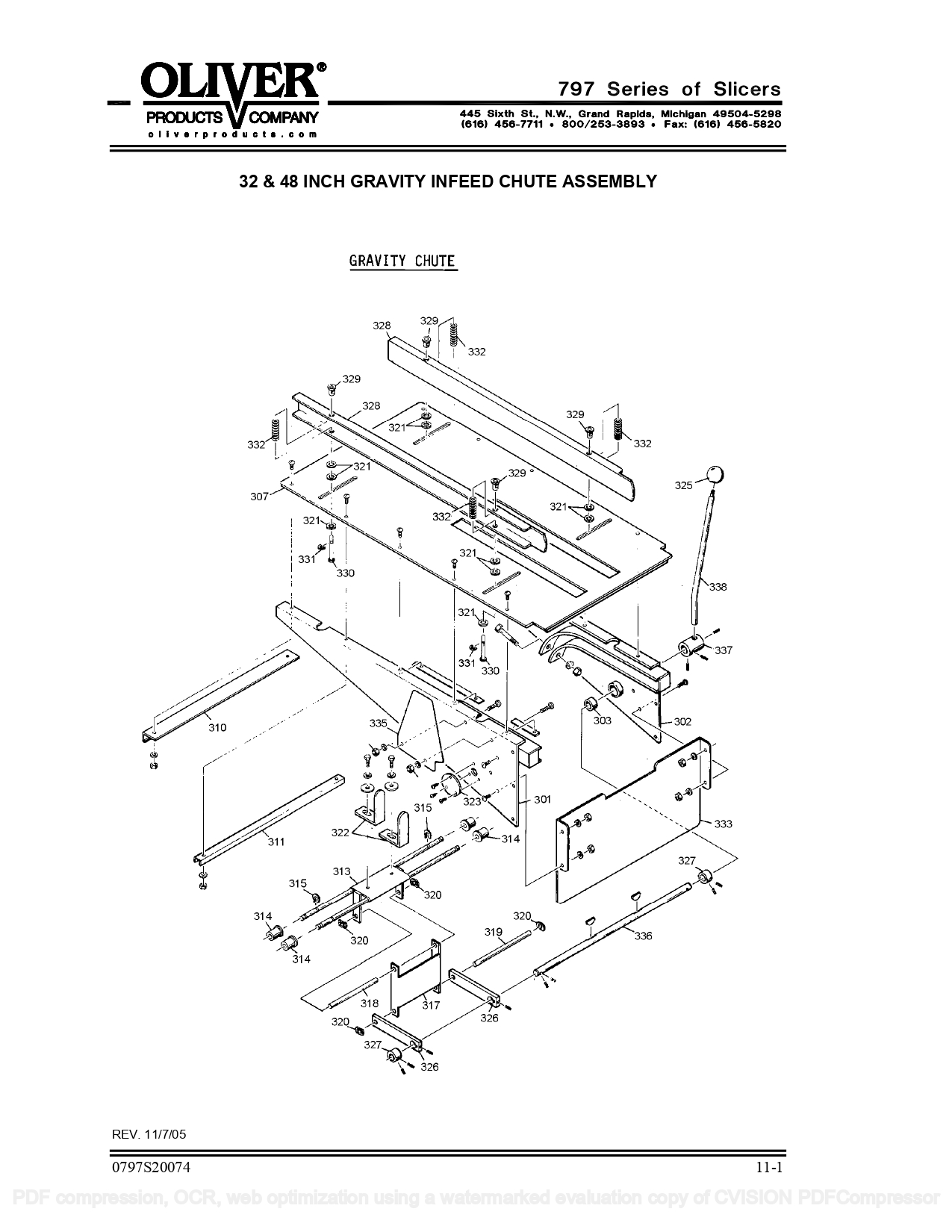 32 & 48 INCH GRAVITY INFEED CHUTE ASSEMBLY