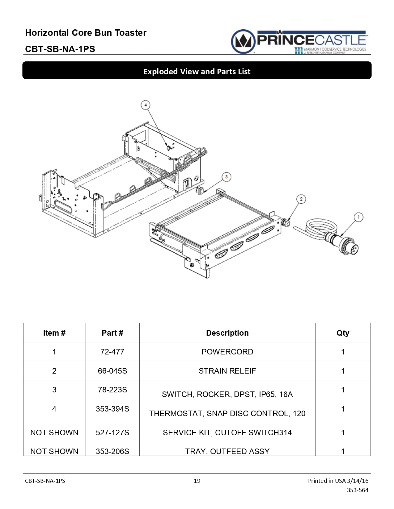 Exploded View and Parts List - 1