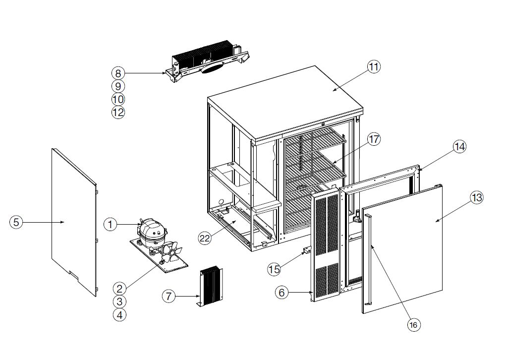 CS32 Single Door Cooler Parts List