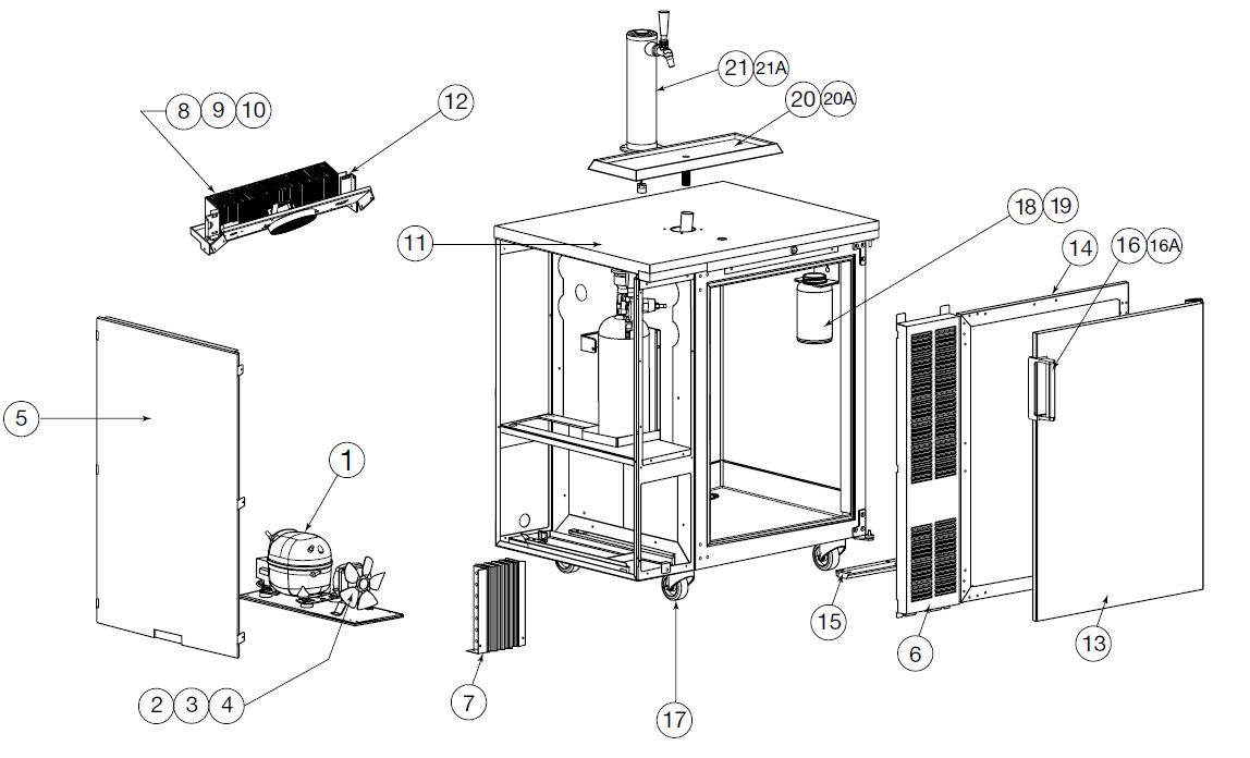DS32S  Single Keg Beer Dispensers Parts List