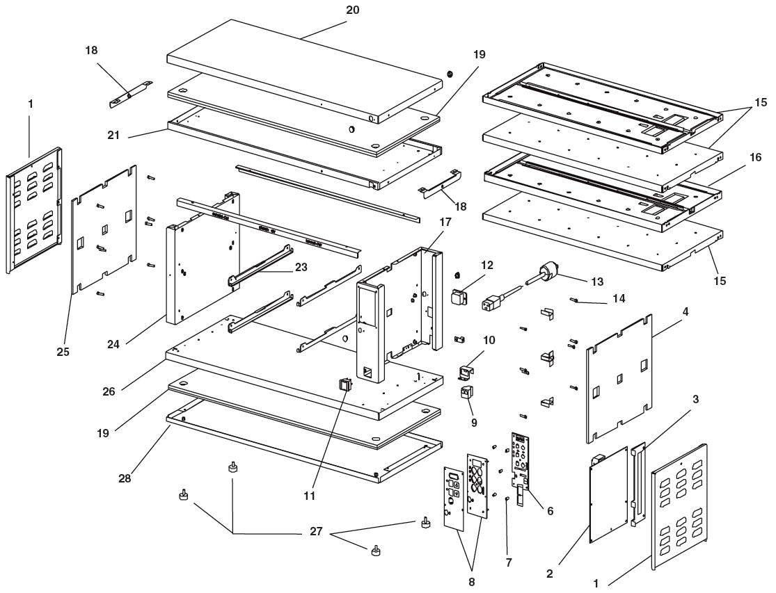 DHB-BK Product Holding Bin Exploded View