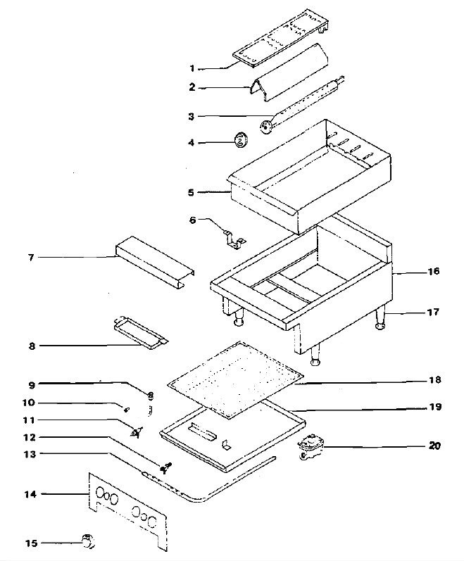 DRB Radiant Char Broiler Parts List