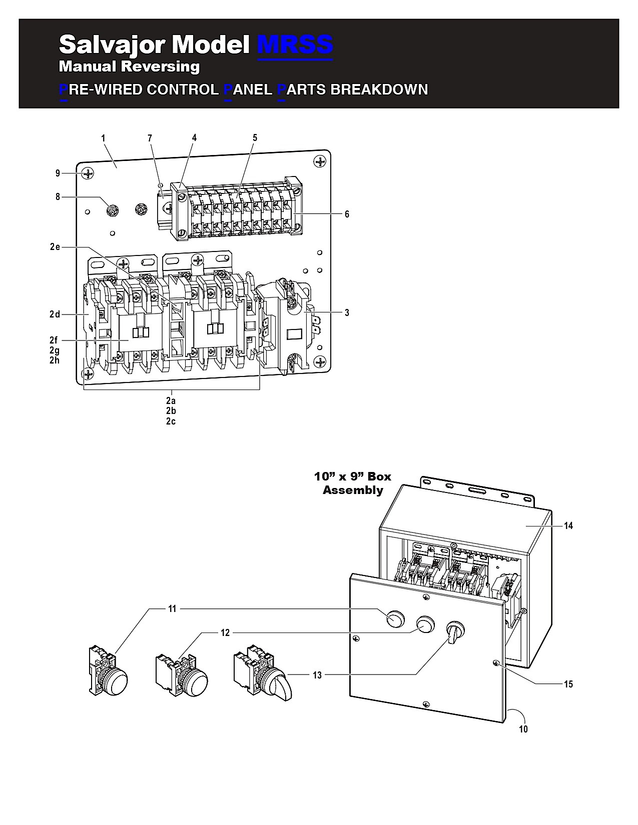 PRE-WIRED CONTROL PANEL PARTS BREAKDOWN