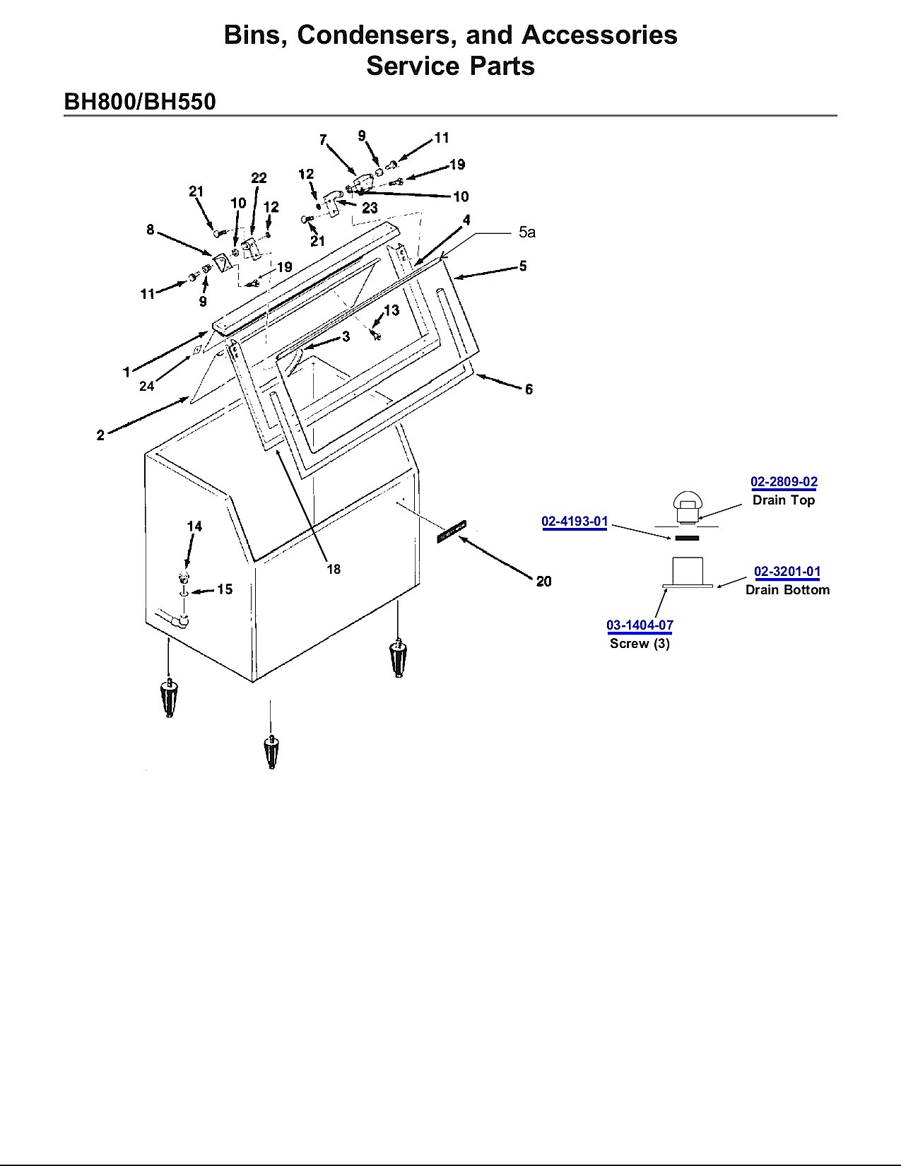 Bins, Condensers, and Accessories
Service Parts