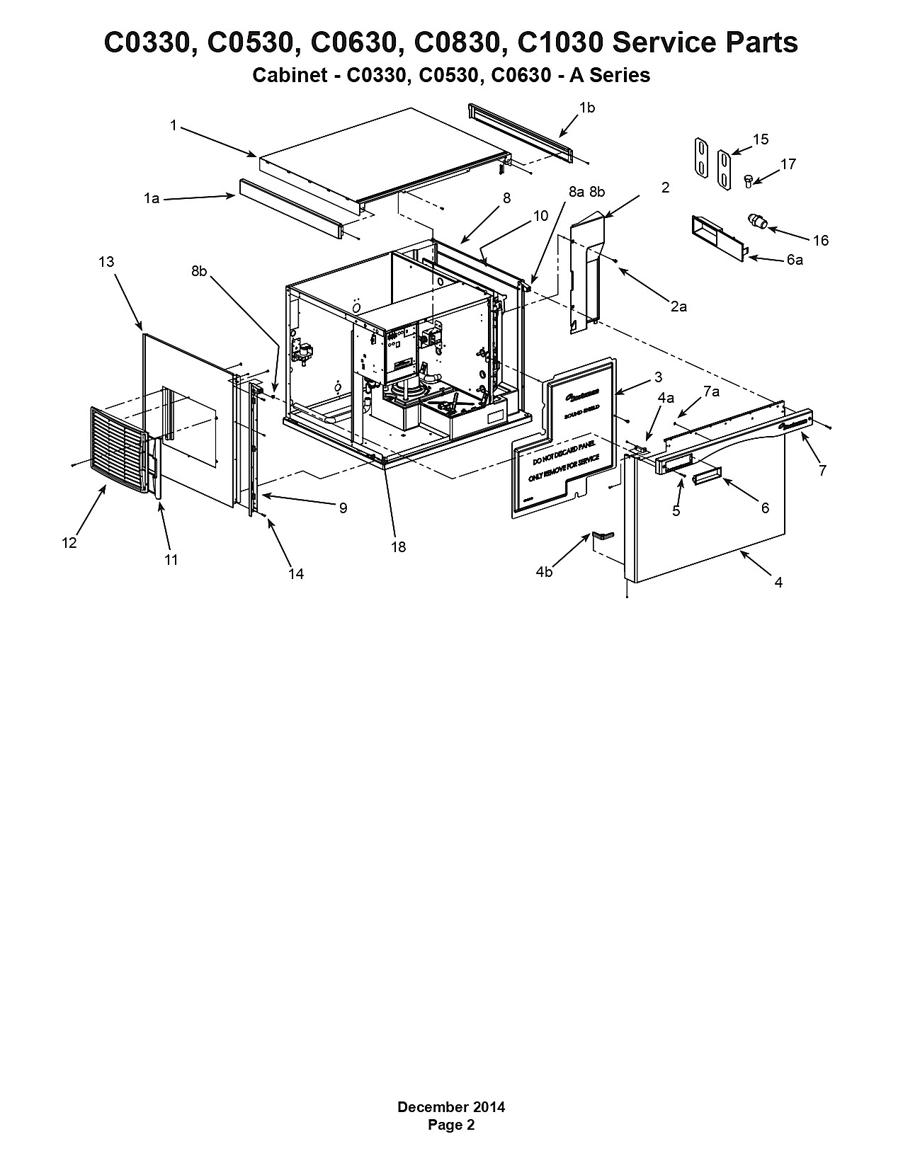C0330, C0530, C0630, C0830, C1030 Service Parts Cabinet - C0330, C0530, C0630 - A Series