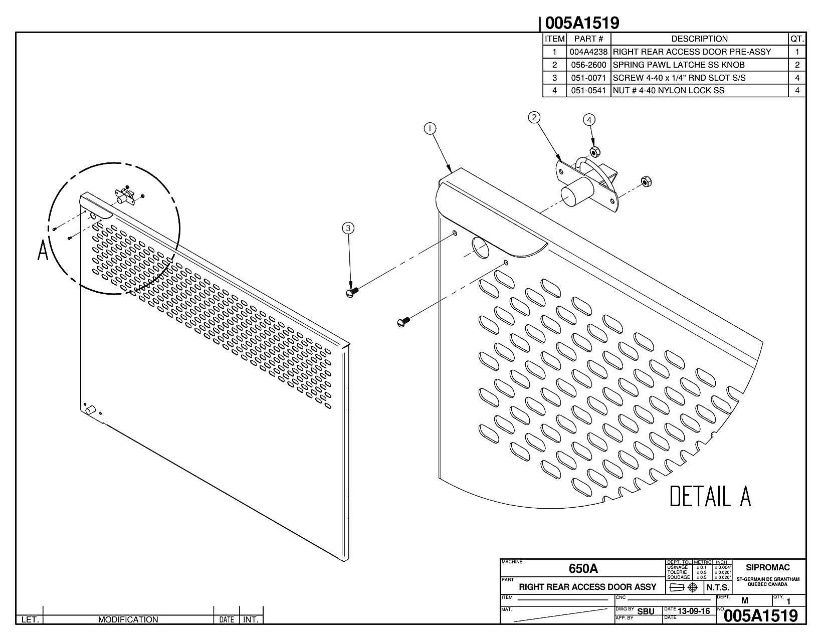 Right Rear Access Door Assy