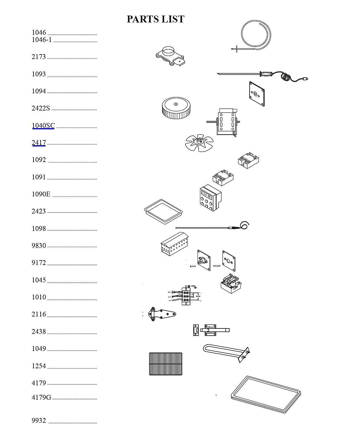 PARTS LIST