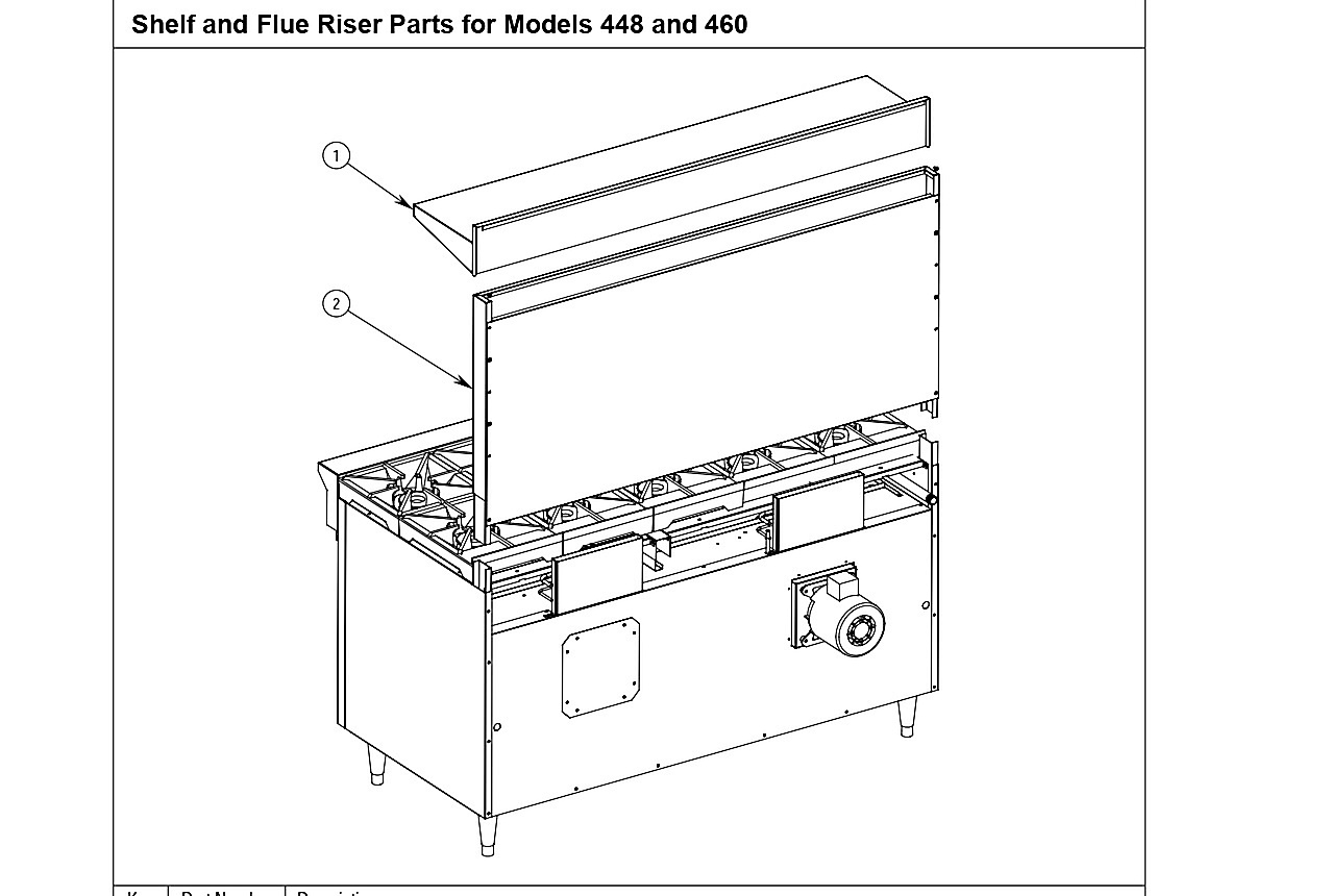 Shelf and Flue Riser Parts for Models 448 and 460