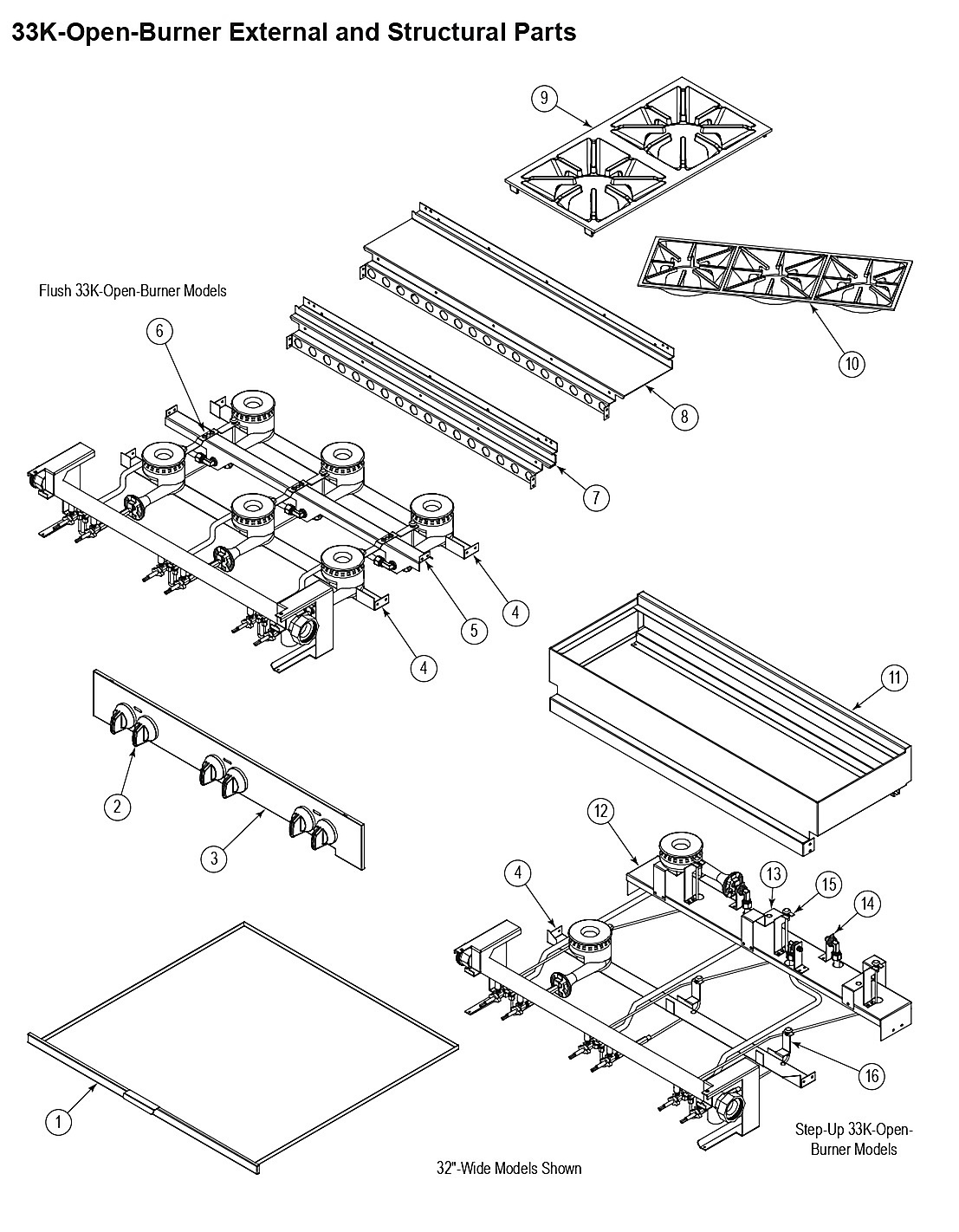 33K-Open-Burner External and Structural Parts