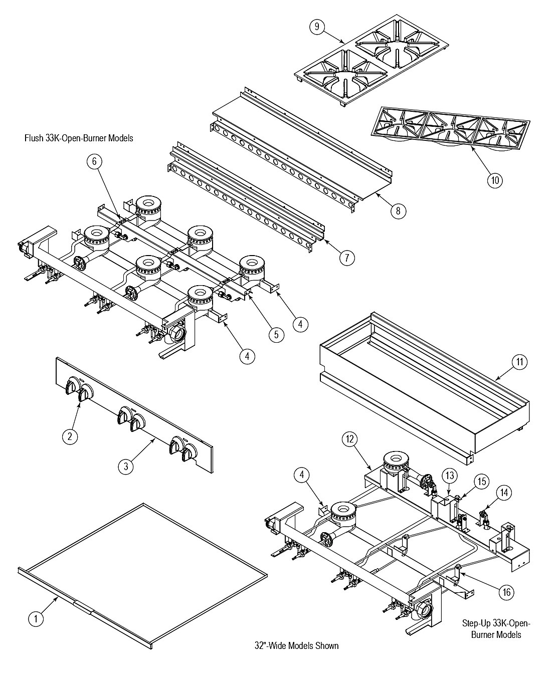 33K-Open-Burner External and Structural Parts