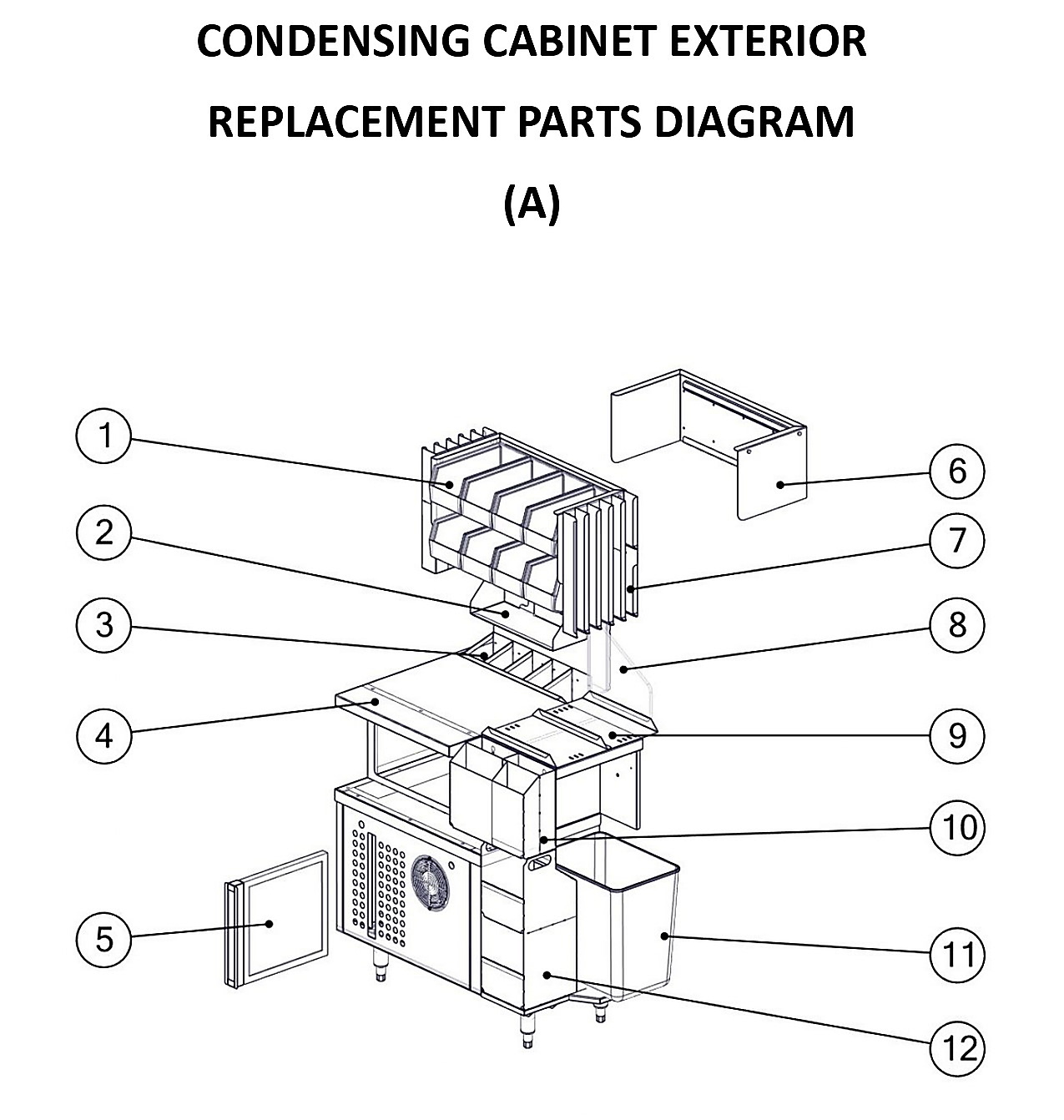 CONDENSING CABINET EXTERIOR REPLACEMENT PARTS DIAGRAM (A)