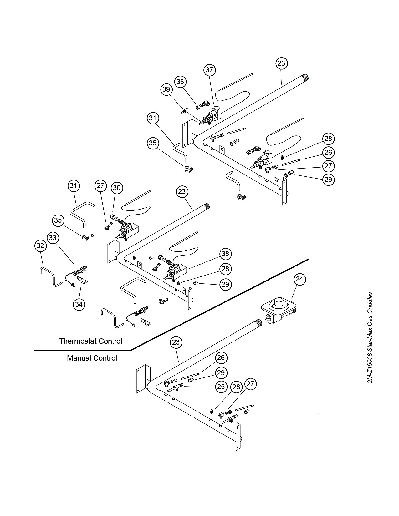 615, 624, 636, 648 Star-Max Gas Griddles part list