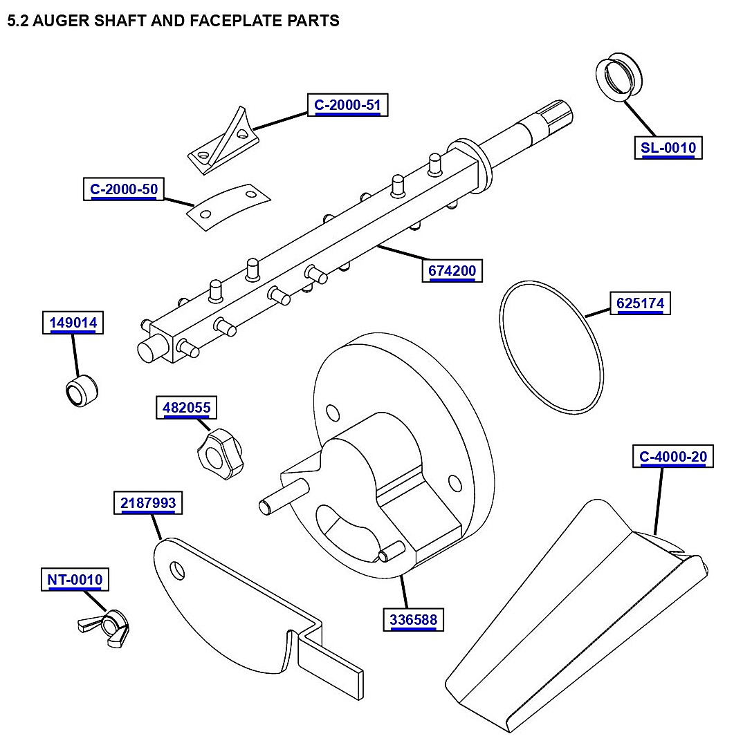 AUGER SHAFT AND FACEPLATE PARTS