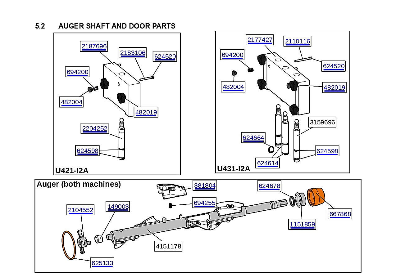 AUGER SHAFT AND DOOR PARTS