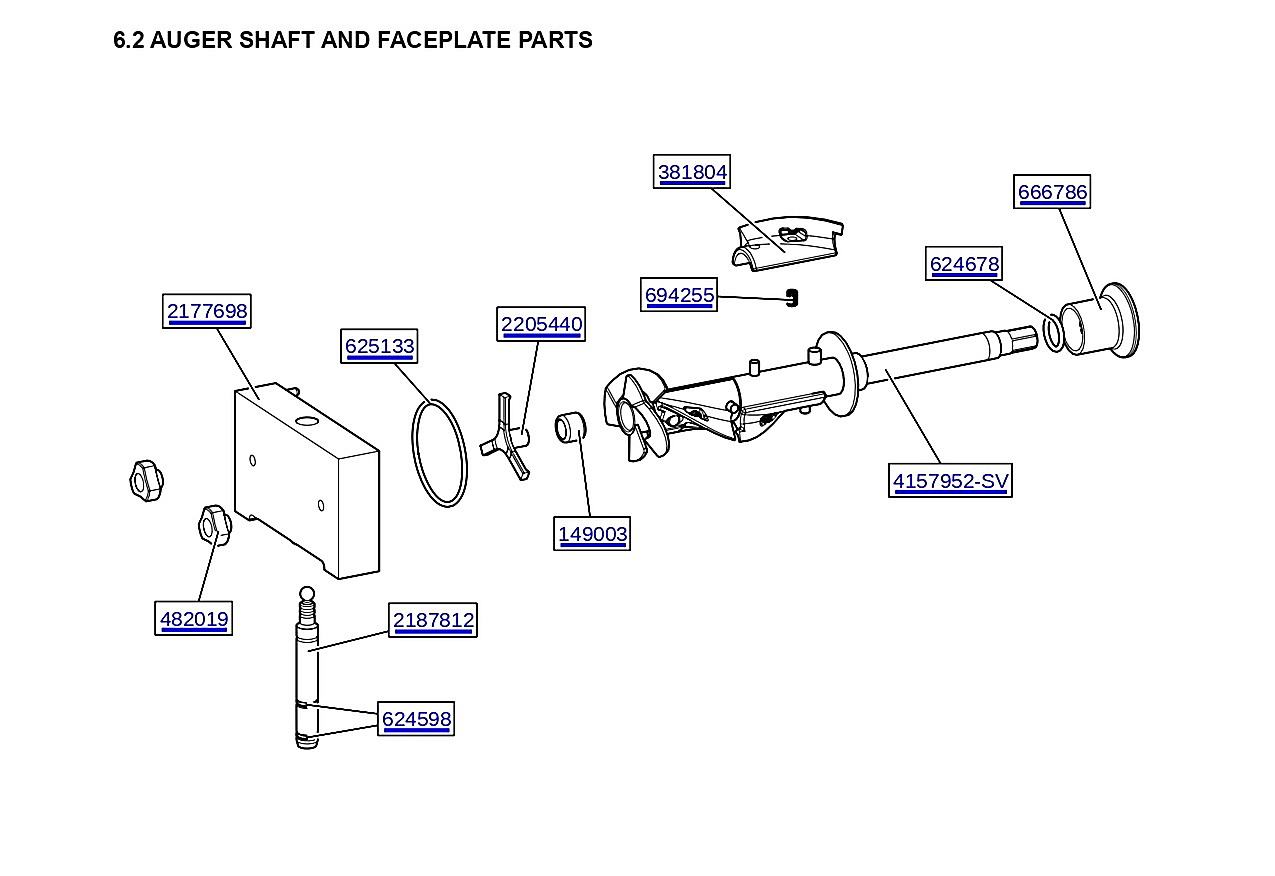 AUGER SHAFT AND FACEPLATE PARTS