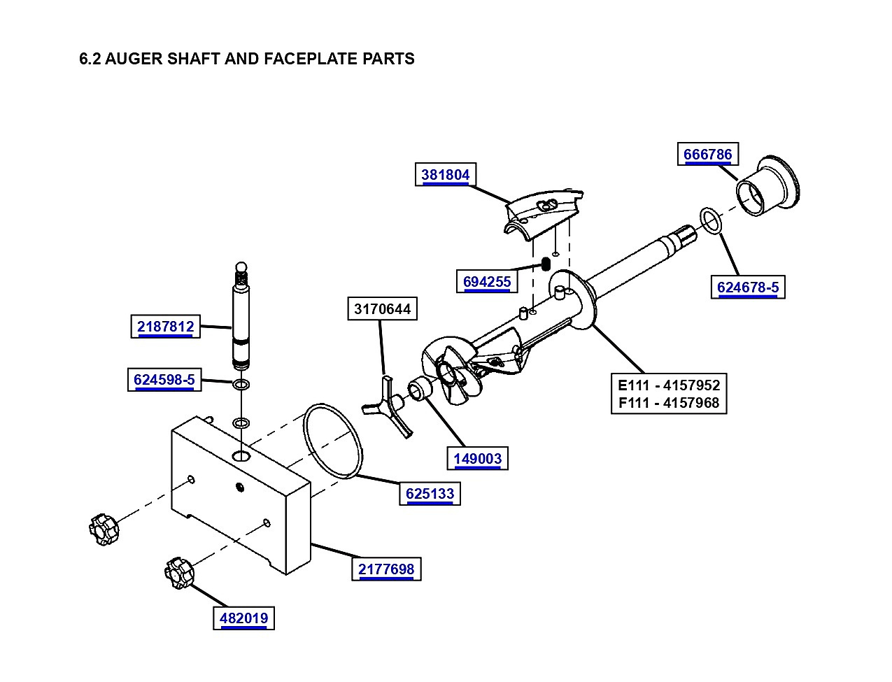 AUGER SHAFT AND FACEPLATE PARTS