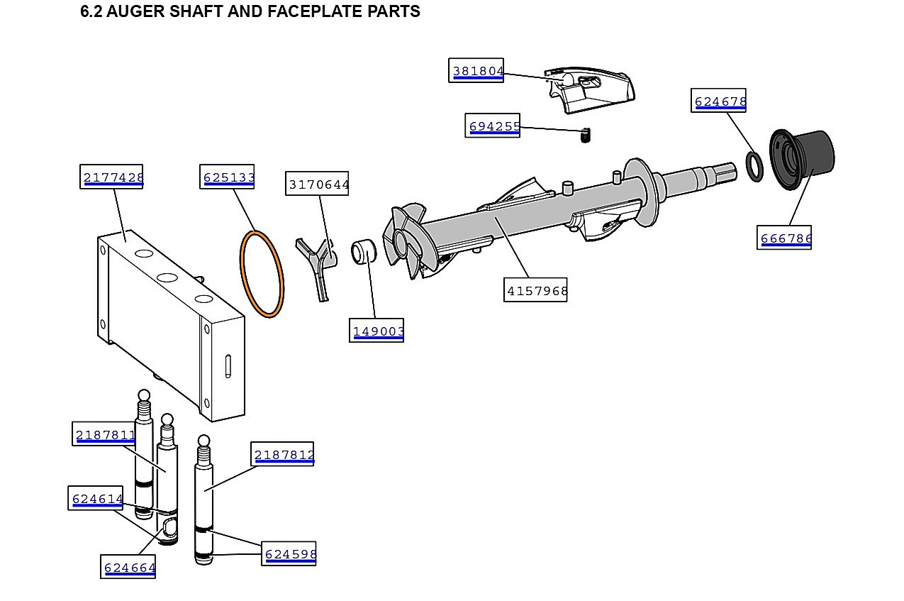 AUGER SHAFT AND FACEPLATE PARTS