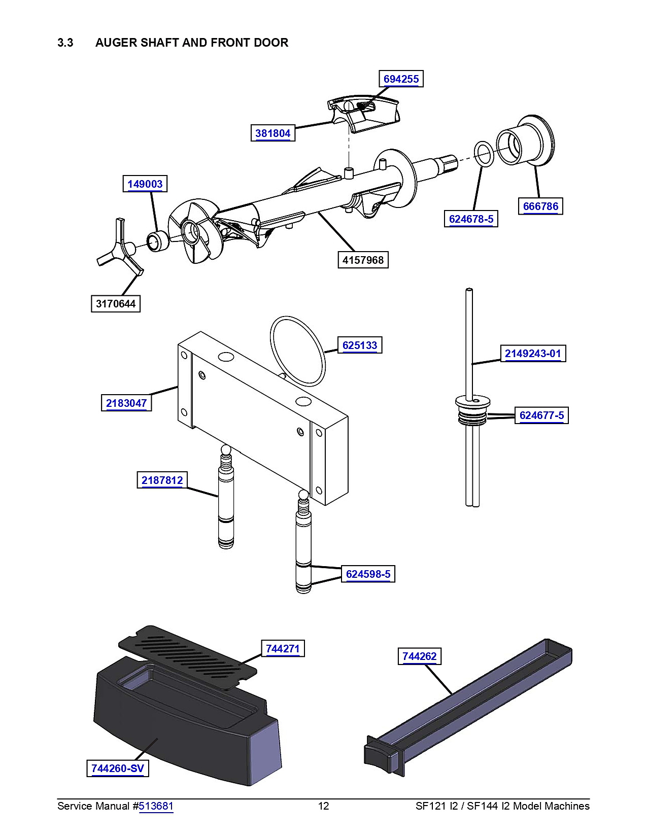AUGER SHAFT AND FRONT DOOR