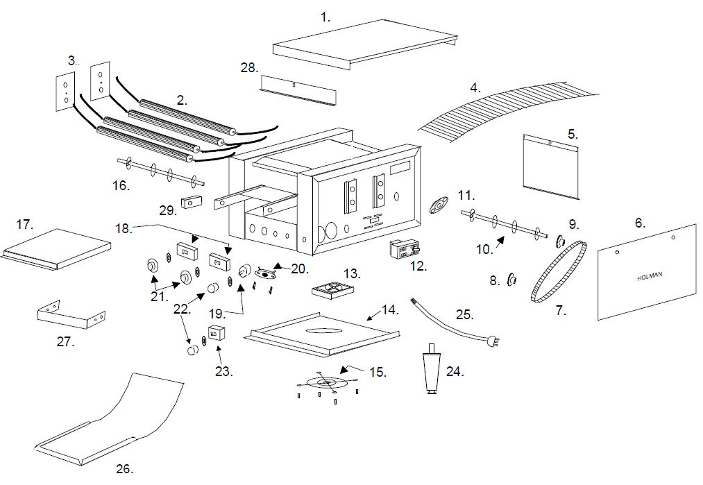 TX710 120, 208, 240 Volt Parts List