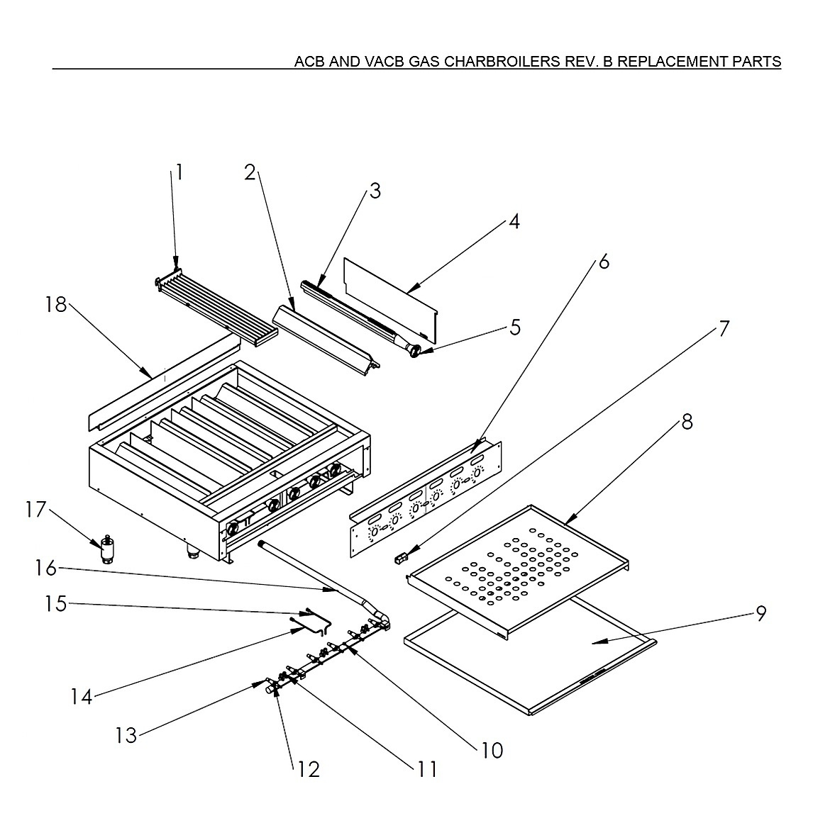 ACB AND VACB GAS CHARBROILERS REV. B REPLACEMENT PARTS
