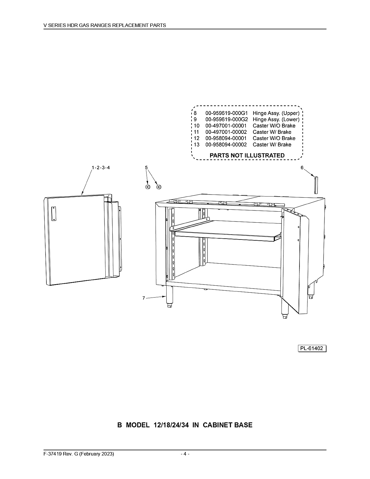 B MODEL 12/18/24/34 IN CABINET BASE