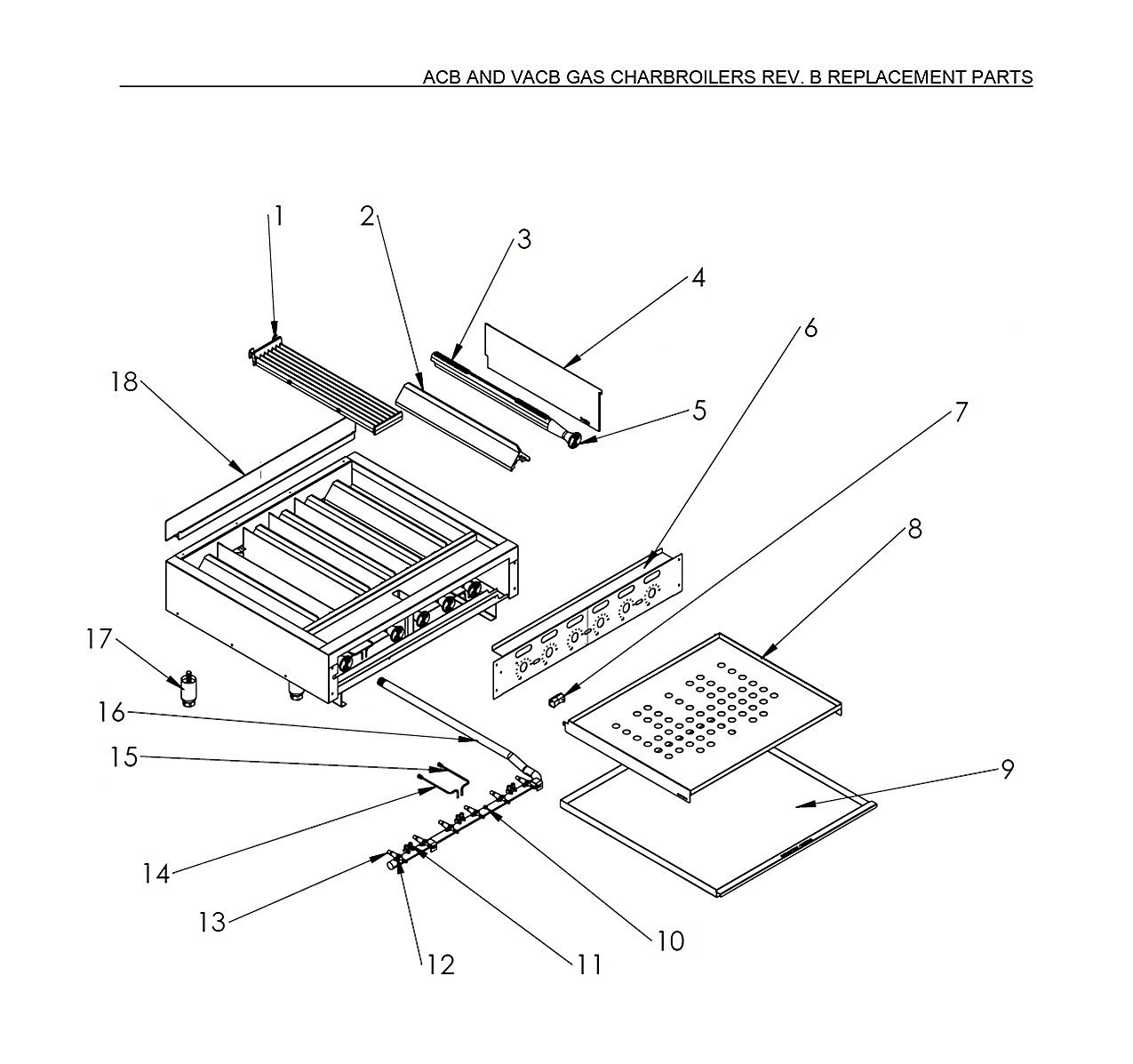 ACB AND VACB GAS CHARBROILERS REV. B REPLACEMENT PARTS