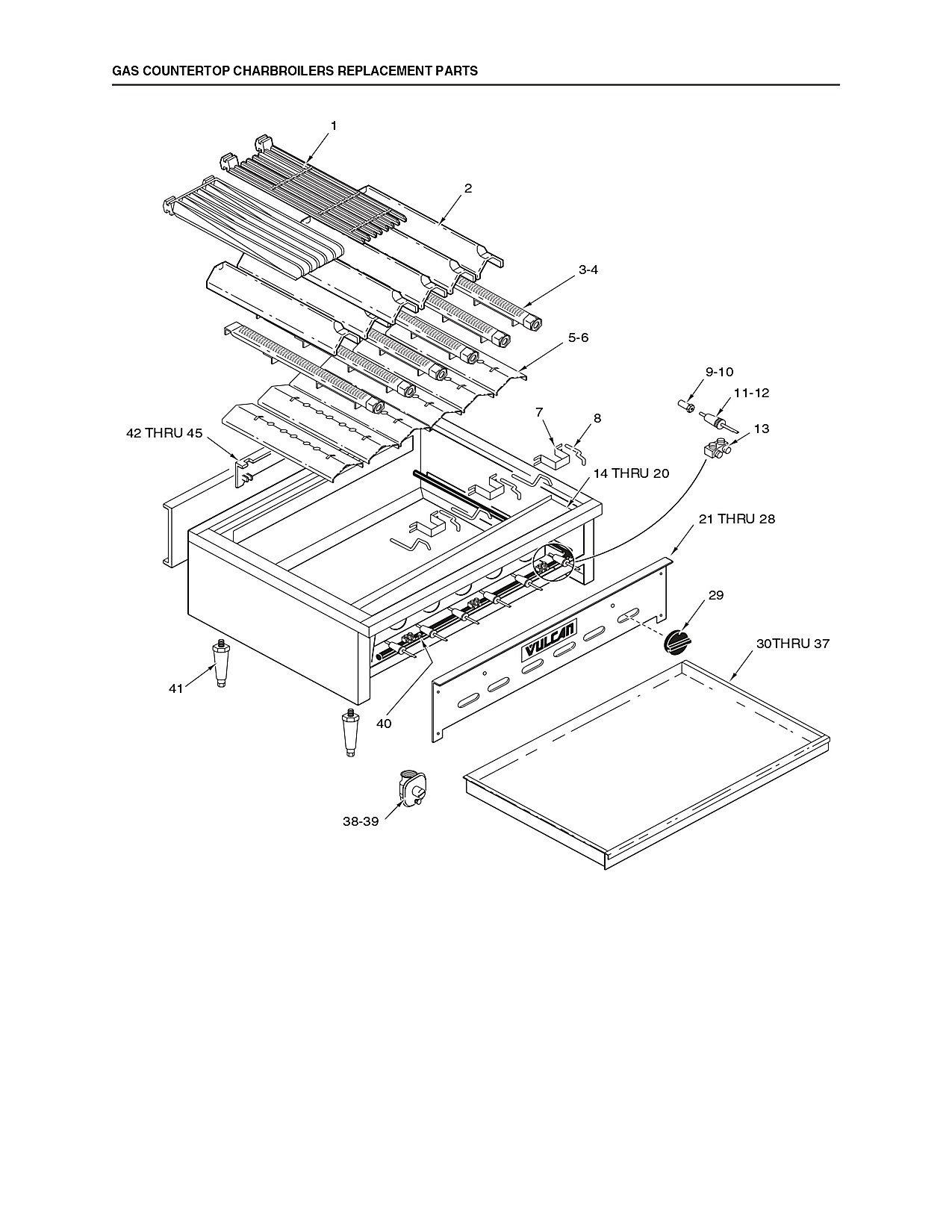 GAS COUNTERTOP CHARBROILERS REPLACEMENT PARTS