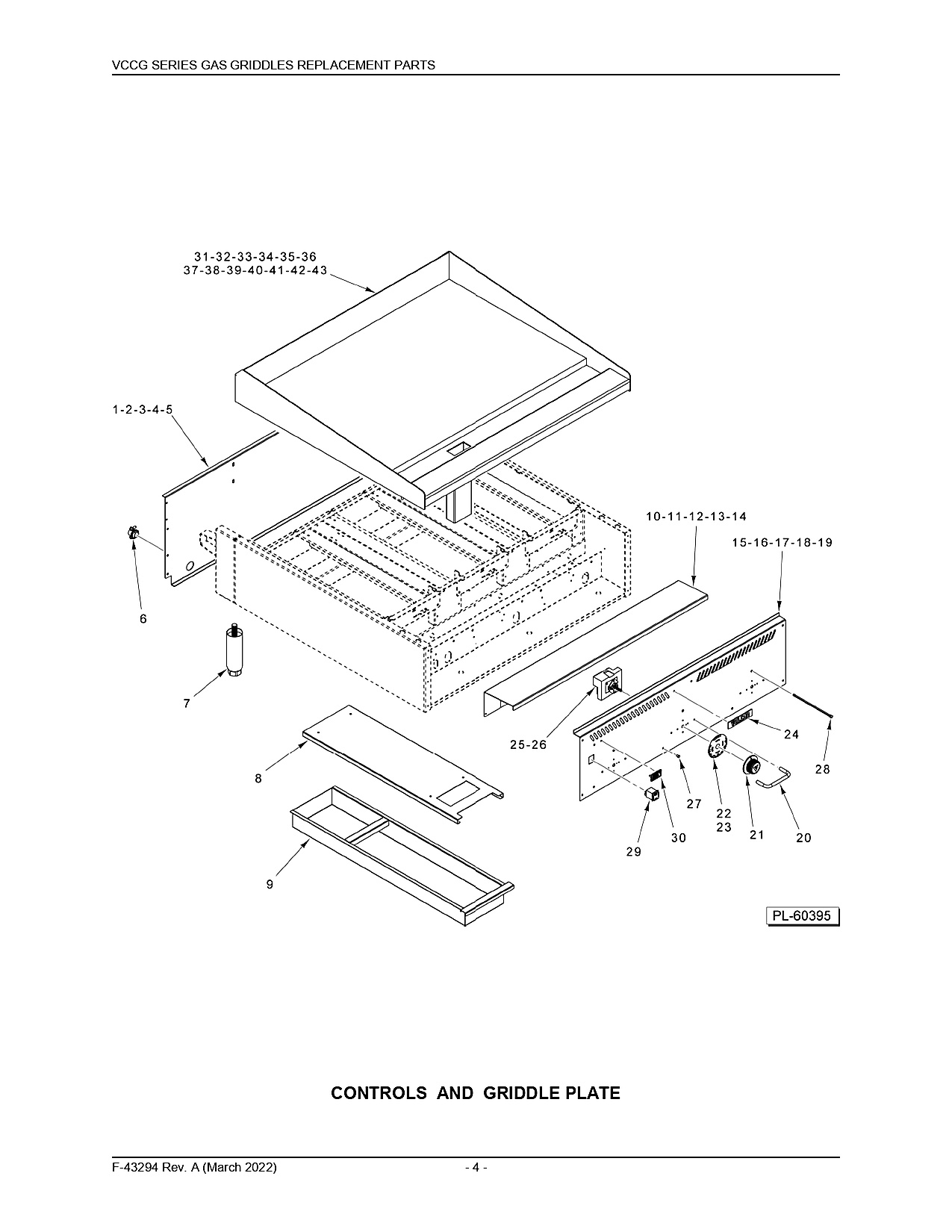 CONTROLS AND GRIDDLE PLATE