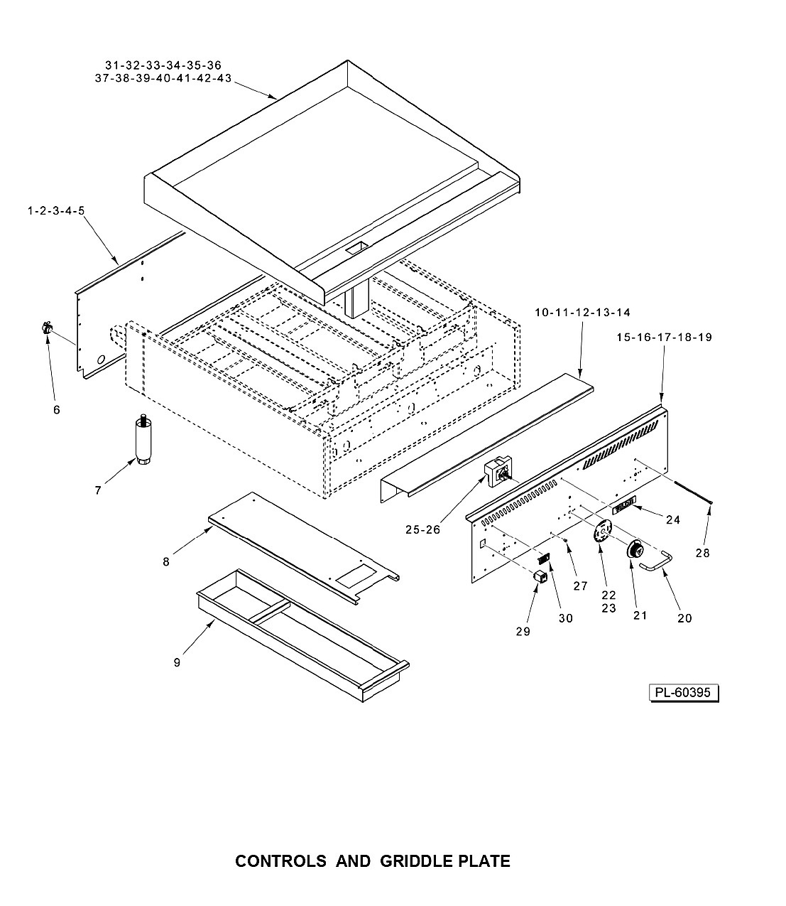 CONTROLS AND GRIDDLE PLATE