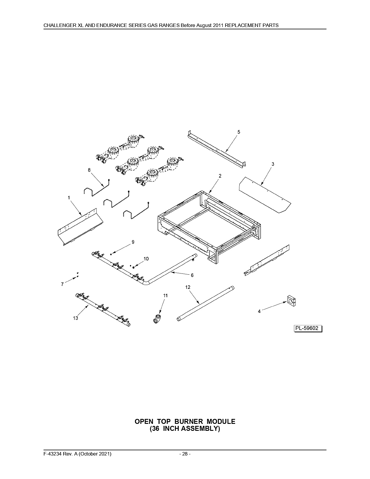 OPEN TOP BURNER MODULE (36 INCH ASSEMBLY)
