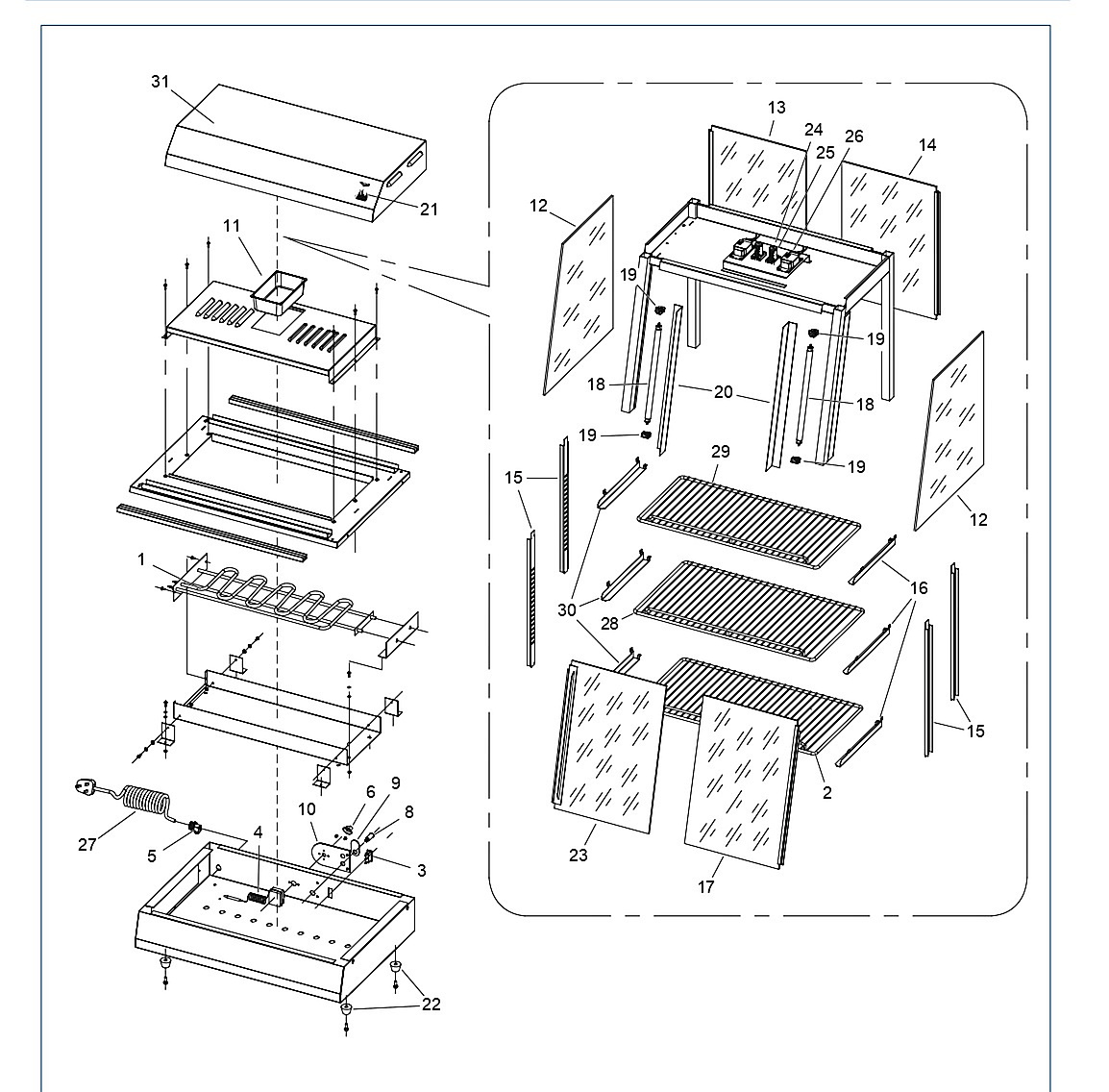 EXPLODED VIE W - 36� Hot Food Merchandiser, Model ~ 40734