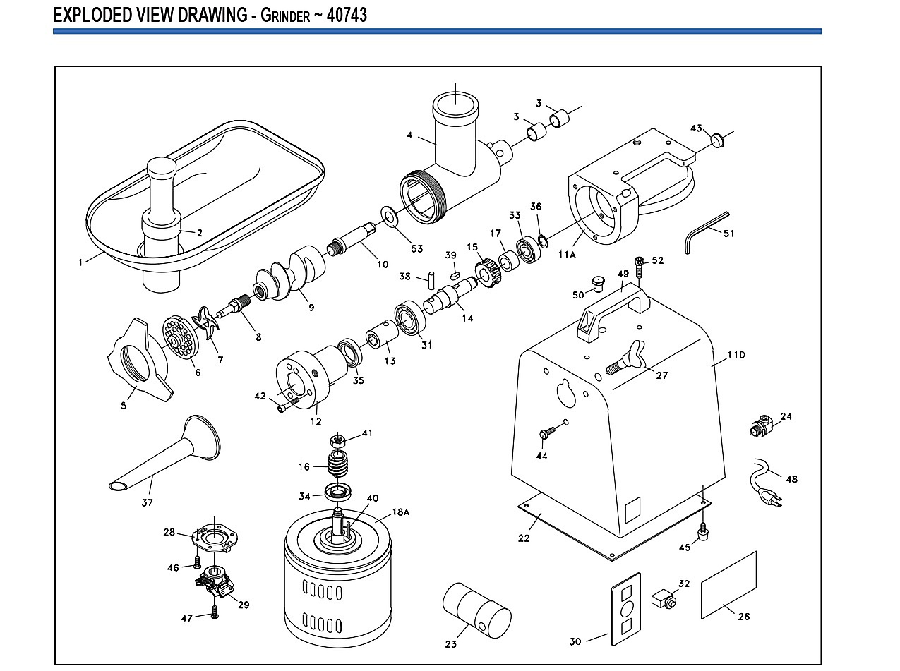 EXPLODED VIEW DRAWING - GRINDER