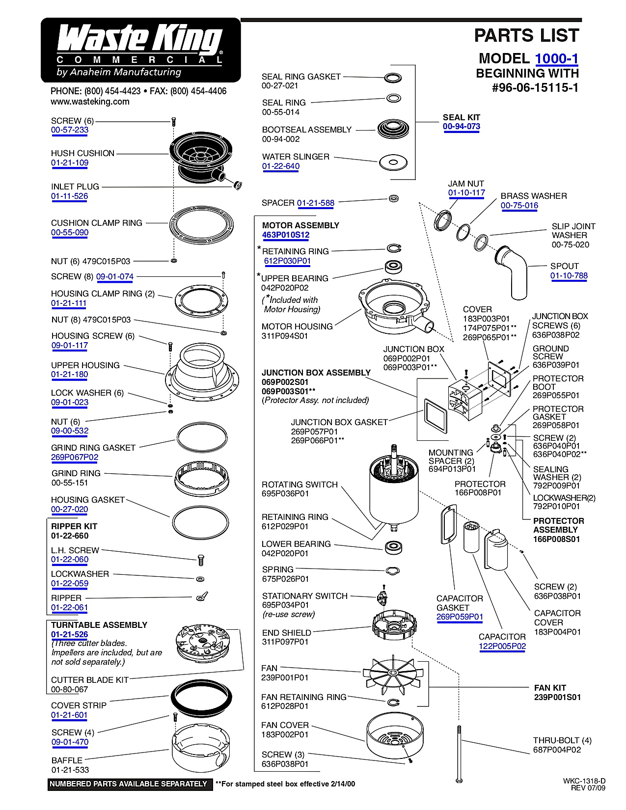 MODEL 1000-1 BEGINNING WITH #96-06-15115-1