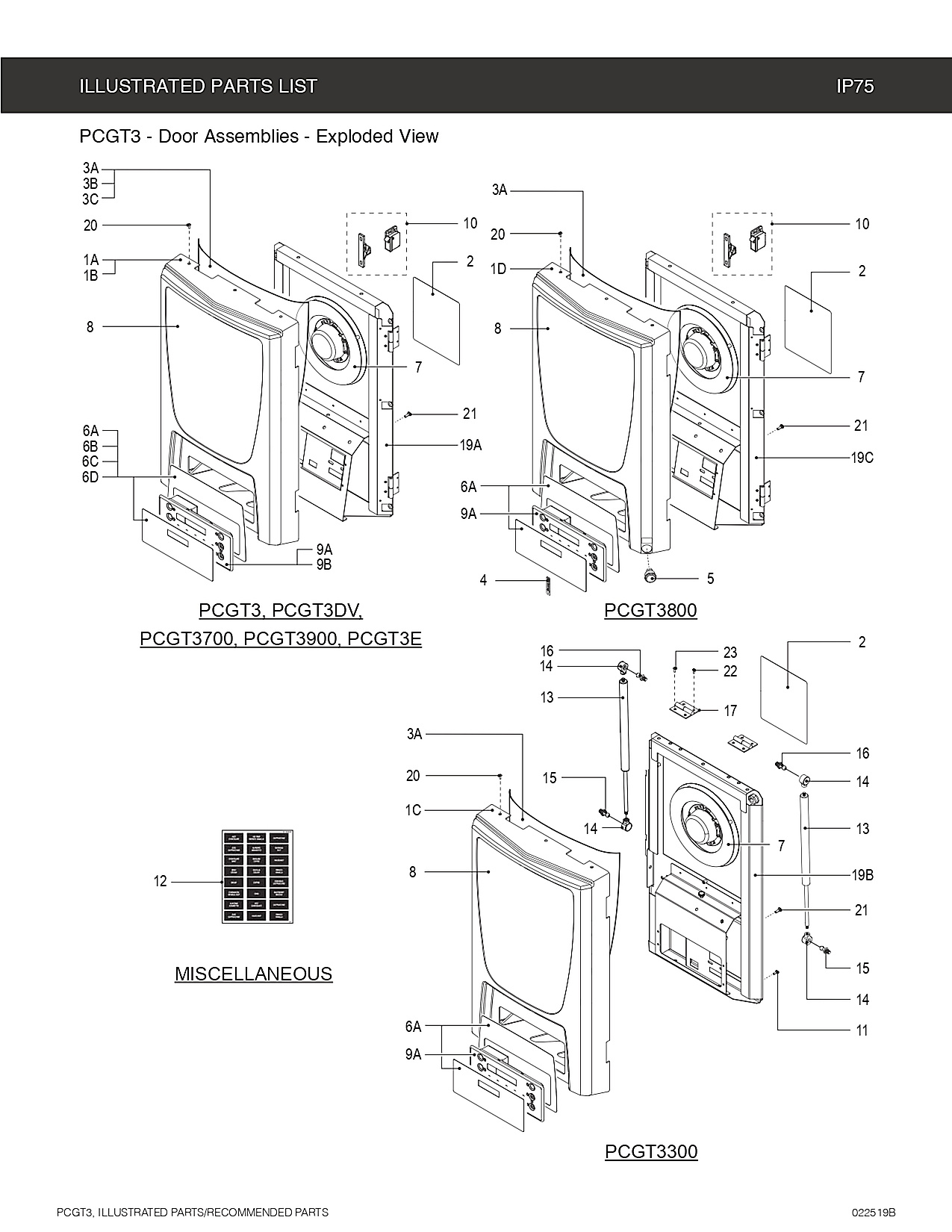 PCGT3 - Door Assemblies - Exploded View